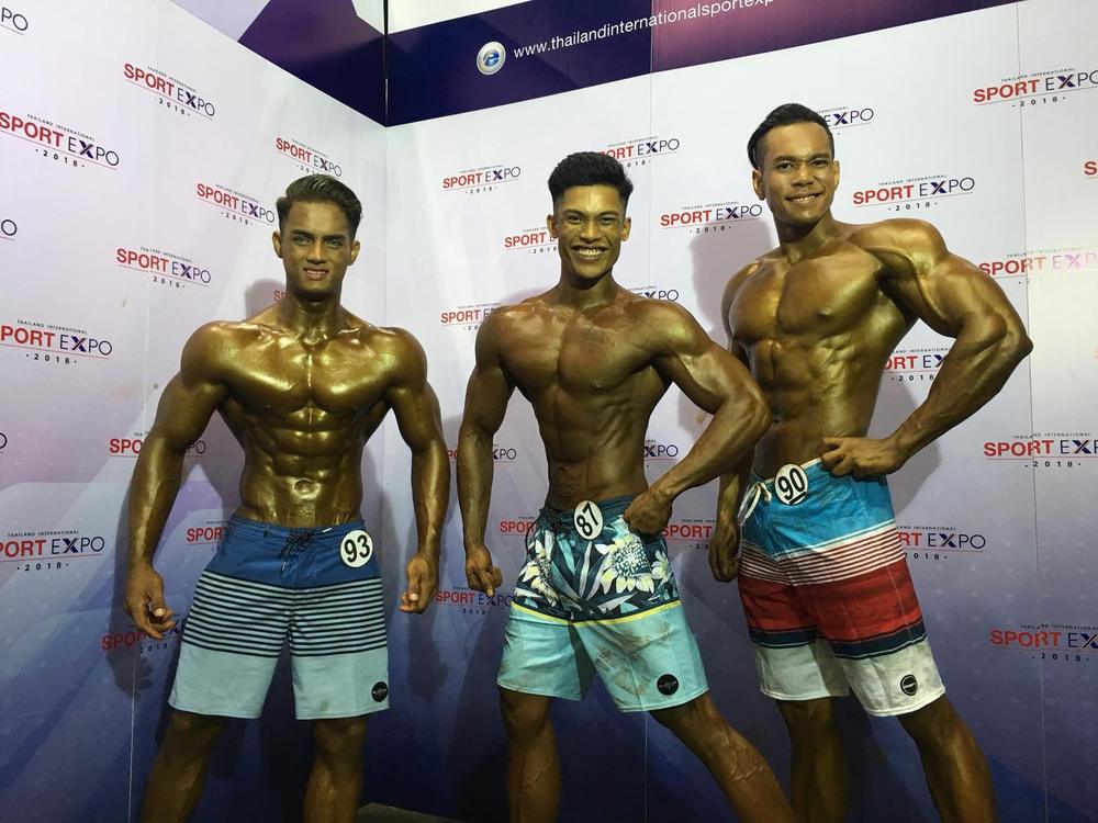 Men's physique competitors at Thailand International Sport Expo 2018